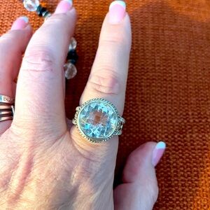 Size 9 3/4- 10 Quartz and Solid Sterling Silver Ring